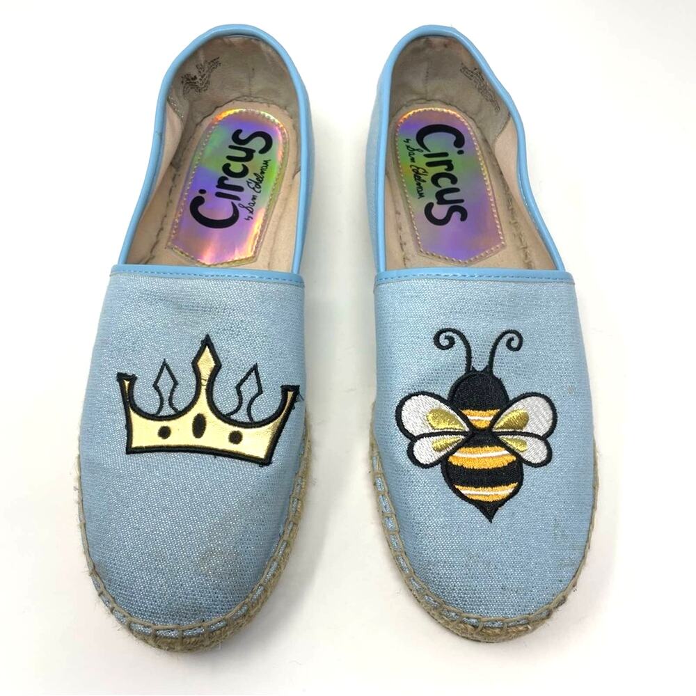 Sam Edelman Circus | Queen Bee Espadrilles Flats Blue Embroidered 7.5